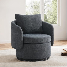 KISLOT Swivel Chair for Living Room, Barrel Chair with Storage Space, Modern Style for Bedroom, Reading, Waiting, Small Space