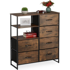 Relaxdays Chest of Drawers, 6 Drawers, 3 Shelves, Books & Decoration, Industrial Shelf Chest of Drawers, H x W x D: 92 x 84 x 32 cm, Brown/Black