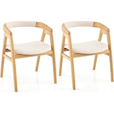 GIANTEX Dining Chair with Cushion, Bamboo Kitchen Chairs, Upholstered Chairs with Armrests, Modern Chair for Living Room, Kitchen & Restaurant (2)