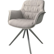 DELIFE Kaira-Flex Dining Room Chair Cross Frame Angled Stainless Steel Stripes Light Grey 180° Rotatable