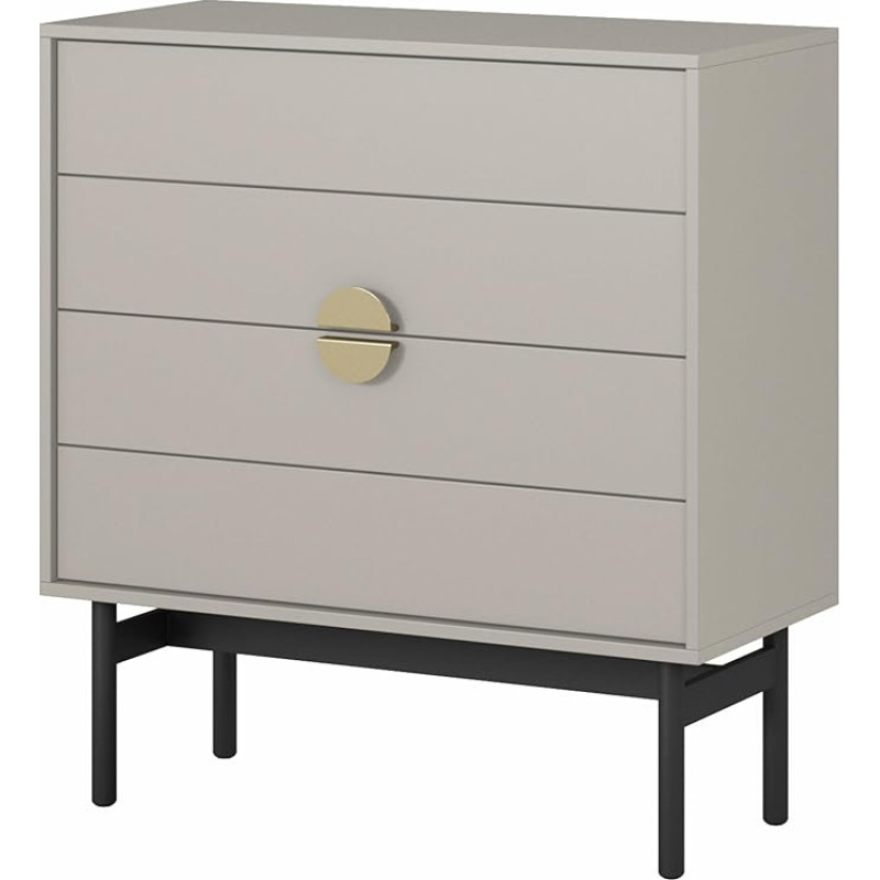 Selsey Chest of Drawers Storage Cabinet 4 Drawers Cupboard Drawer Cabinet Push to Open 85.5 cm Stoon Grey Beige