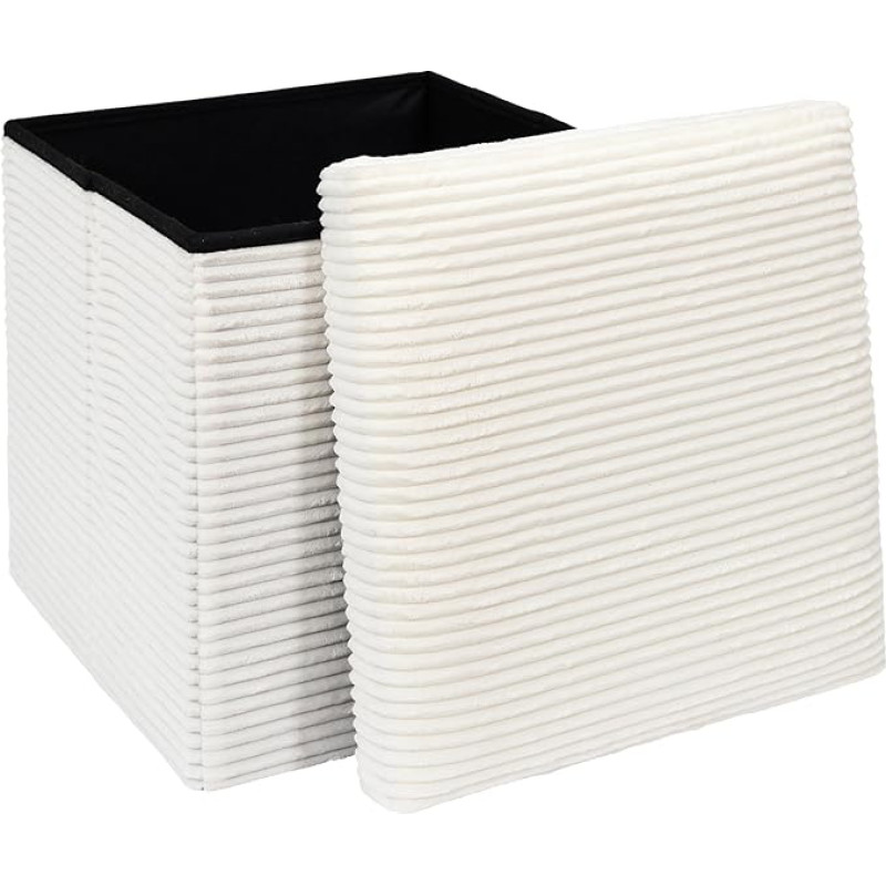 HOME DECO FACTORY, HD0276 Cotele Scott Beige Foldable Ottoman Chest, Softness, Furniture, Seat, Foldable Chest and Bench, 38 x 38 x 38 cm, Seat Height 38 cm, Beige