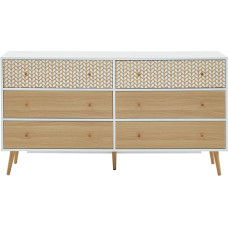 BAÏTA Cappuccino Chest of Drawers, Wood, Oak and White, L150 cm