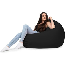 chilly pilley Bean Bag, Armchair with EPS Beads Filling, Giant Bean Bag, Indoor and Outdoor, Waterproof, Multifunctional for Children and Adults, Many Colours (Black, Diameter 125 cm)