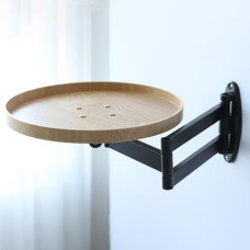 Wandmontierter Klapptisch, kleines rundes Tablett, zusammenklappbarer Wandschreibtisch zum Herunterklappen für kleine Räume | Schwebender Beistelltisch mit Ausziehregal, ausziehbarer platzsp
