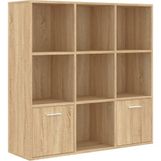 SDWEHO7 Bookcase with Storage Space, Standing Shelf, Multifunctional Living Room Shelf, Storage Shelf, Floorstanding, Office Shelf, Sonoma Oak, 98 x 30 x 98 cm, Wood Material