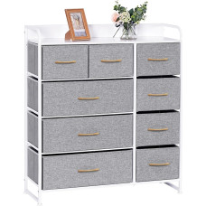 LYNCOHOME Chest of Drawers with Fabric Drawers, Sideboard with 9 Fabric Drawers, Drawer Cabinet, Organiser Furniture Cabinet with 2 Handles for Kitchen, Office, Hallway