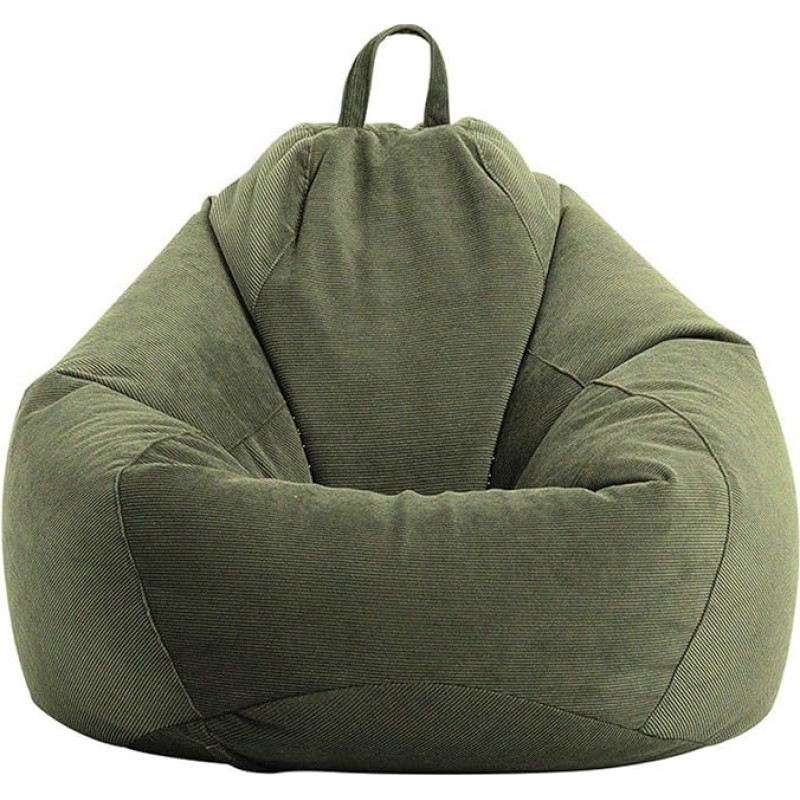 Cord Bean Bag Chair Cover, Bean Bag Chair Cover (without Filling), Extra Large Soft Bean Bag Cover for Children, Sofa Cover, Green, Width 90 x 110 cm