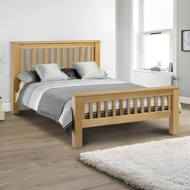 Julian Bowen Amsterdam High Foot End Bed - Oak - Super King - Beige