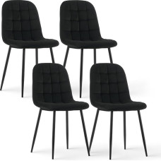 CLIPOP Velvet Dining Room Chairs, Kitchen Chairs, Upholstered Chair, Living Room Chair, Seat with Backrest and Metal Legs (Velvet Black, Set of 4)