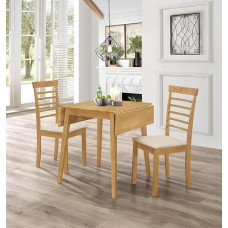Hallowood LEB-TAB970-SET(2)-L Ledbury Dining Table and 2 Chairs in Oak Effect Solid Wood, Rubberwood, Light Oak Finish