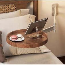 Wandklapptisch, Kleiner Klappschreibtisch, runder klappbarer Wandtisch mit ausziehbarer Ablage, Holzklapptisch