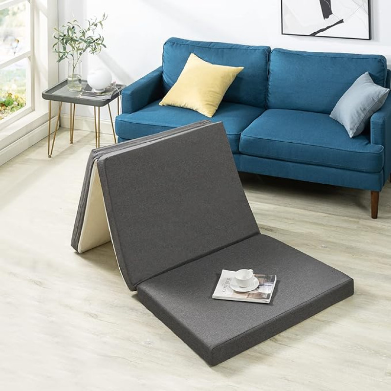 Zinus Grey Medium Firm Foam Triple Fold Guest Mattress 195 x 60 cm