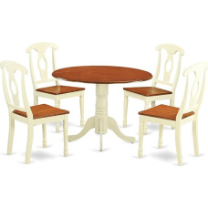 East West Furniture DLKE5-BMK-W PC Kitchen Table Set Dining Table and 2 Kitchen Chairs 5 Pieces White