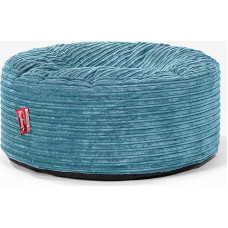 Lounge Pug Pouf Bean Bag 65 cm Round Turquoise Corduroy Fabric Comfortable Stool or Footstool