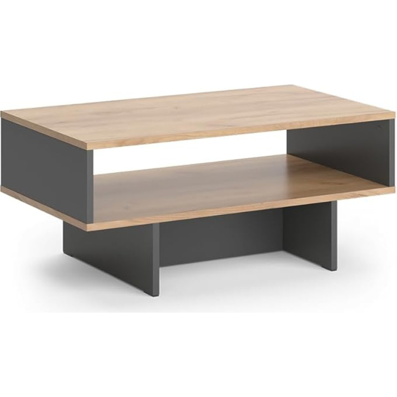 Vicco Joseph Coffee Table Anthracite / Gold Kraft Oak 80 x 46.2 cm with 1 Shelf