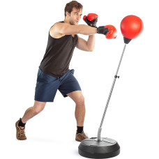 Punch Bag koos alusega, Punch Bag teismelistele ja täiskasvanutele - reguleeritav kõrgus - Poksikindad kaasas - Speed Bag - Ideaalne MMA treening, poksivarustus, treeningvahendid, stressi maandamine ja fitness