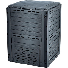 Spetebo Plastic Composter 81 x 61 cm Anthracite - 280 Litres - Composter with Lid and Emptying Hatch - Garden Waste Organic Rubbish Compost Container