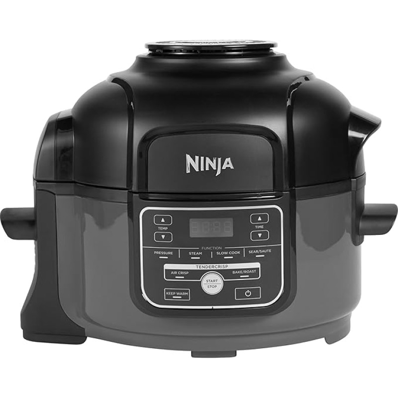 Ninja Foodi 6-in-1 Multi-Cooker Mini [OP100EU], Pressure Cooking, Hot Air Frying, Slow Cooking, Steaming, Baking/Roasting, Sauting, 4.7 Litres, 60% Energy Costs