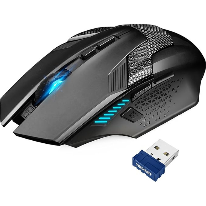 TECKNET Wireless Gaming Mouse, 2.4GHz Wireless Gamer Mouse 8 Buttons, 4800 DPI, 20 Million Clicks, Wireless Mouse, Ergonomic Optical Mouse for PC/Mac/Laptop