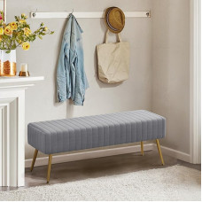 Ckaff Hallway, Bedroom Bench, 113.5 cm, Dining Room Bench, Bed Bench, Hallway Bench, Footstool, Upholstered Bench, Makeup Bench, Shoe Bench with Metal Legs Made of Velvet for Bedroom, Living Room