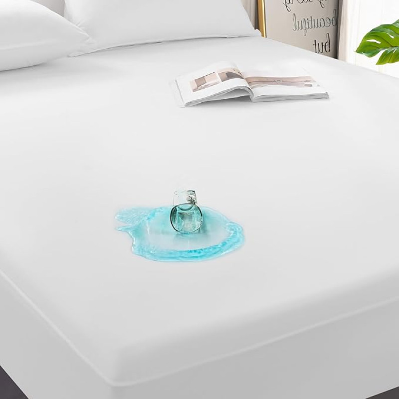GRT Mattress Protector 140 x 200 cm Topper Set of 2, Fitted Sheet Mattress Topper for Mattresses Topper up to 30 cm, Waterproof Moisture Protection Mattress Cover, TPU Mattress Protector Incontinence