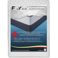 Fly 2.0 Elasticated Mattress Topper Terry Jacquard with Corners - Double Bed for 2 Single Beds