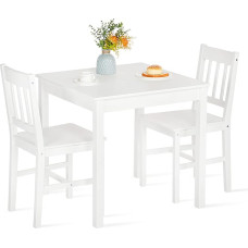FURNITABLE Wooden Dining Table with 2 Chairs Sets Kitchen Table Sets Dining Room Furniture White 3-Piece Small Dining Set 75 x 73 cm