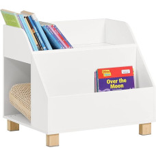 SoBuy KMB54-W Children's Shelving Unit with 3 Compartments, Toy Shelf, Bookcase, Children's Storage Shelf for Children, Standing Shelf with Solid Wood Legs, White, W x H x D: 60 x 53 x 48 cm