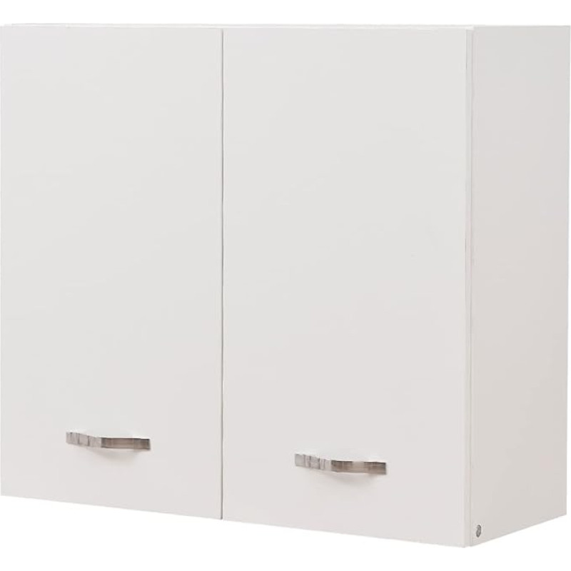 Shally Dogan Wall Cabinet with Drip Tray for the Kitchen, Wall Cabinet Made of Durable Wood, Wall Cabinet with Two Doors and Two Shelves, Dimensions 80 x 32 x 72 H cm (White)