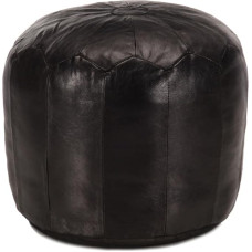 vidaXL Pouf Seat Pouf Seat Pouf Footstool Floor Cushion Seat Cushion Stool Ottoman Black 40 x 35 cm Genuine Goat Leather
