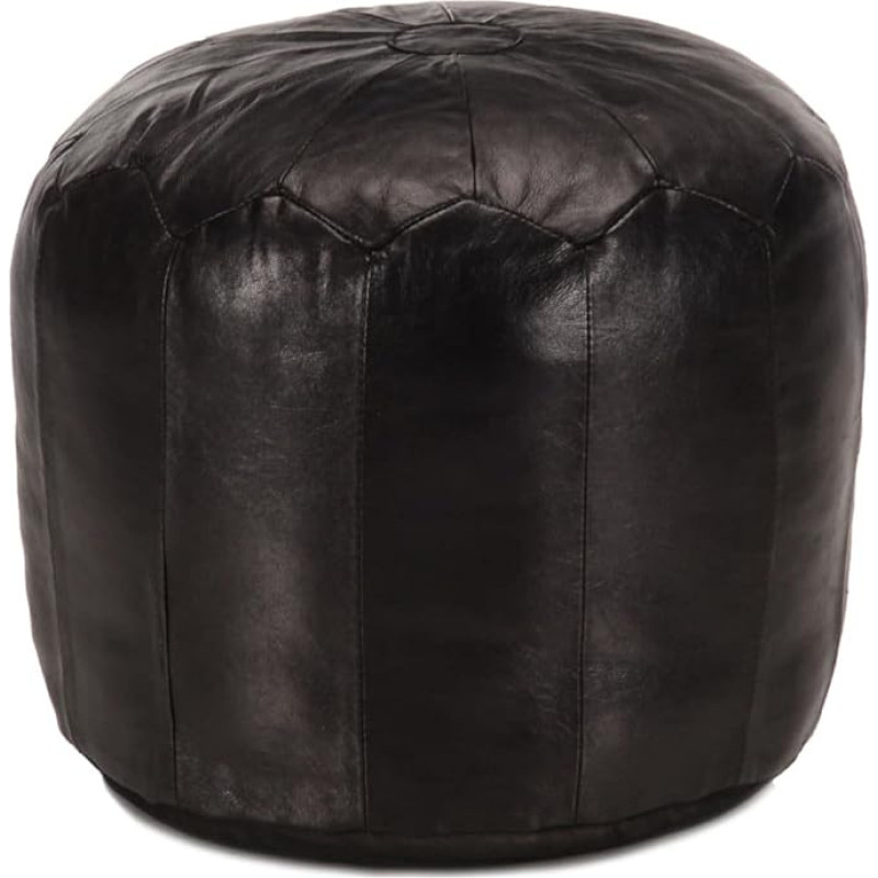 vidaXL Pouf Seat Pouf Seat Pouf Footstool Floor Cushion Seat Cushion Stool Ottoman Black 40 x 35 cm Genuine Goat Leather