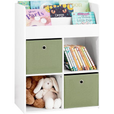 SoBuy KMB79-W Children's Bookcase with 2 Fabric Boxes, Toy Shelf, Storage Shelf for Children, Toy Organiser, White, Width Approx. 60 x 80 x 34 cm