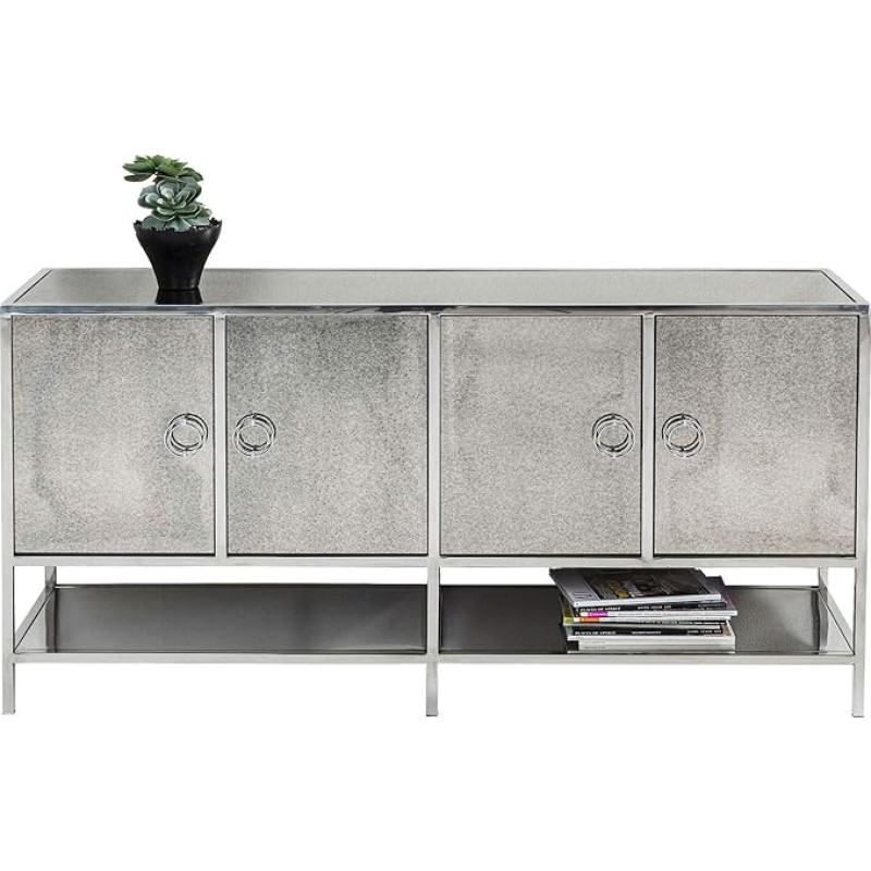 Kare Moonscape Design Sideboard, Silver Sideboard, Glass Sideboard, Modern Sideboard, H x W x D 80 x 155.5 x 42 cm