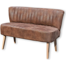 Stella Trading MARCEL Dining Room Bench with Backrest, Solid Wood Feet and Microsuede Cover, Light Brown, Comfortable 2-Seater Bench with Spring-Loaded Seat, 142 x 87 x 66 cm (W x H x D)