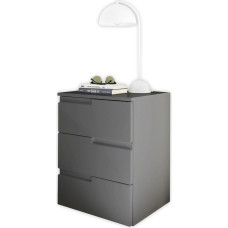 Stella Trading Bedside Table in Graphite Matt – Modern Bedside Cabinet with Drawers and Lots of Storage Space – 46 x 61 x 40 cm (W x H x D)