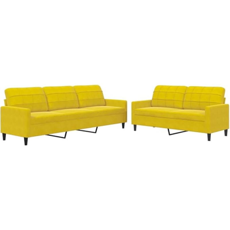vidaXL 2-Piece Sofa Set with Yellow Velvet Cushion, Sofa, TV Chair, Armchair, Sofa Set, Relaxing Sofa, Velvet Sofa, Living Room Furniture, Sofa Upholstered Couch