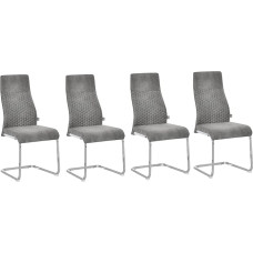 HOMCOM Set of 4 Dining Room Chairs, Kitchen Chairs with Backrest, Cantilever Chairs, Seat for Kitchen, Living Room, Steel, Grey, 45 x 61 x 98 cm