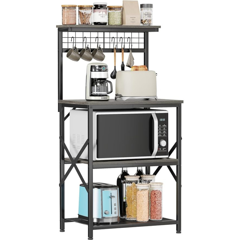 Furologee Kitchen Shelf with Hutch Light Black Oak