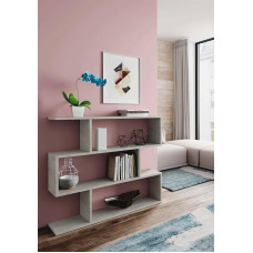 Dmora - Hampton Bookcase, Low Double Sided Bookcase, Three Compartments Modern Office Shelf, 110 x 24 x 97 cm, Concrete Grey