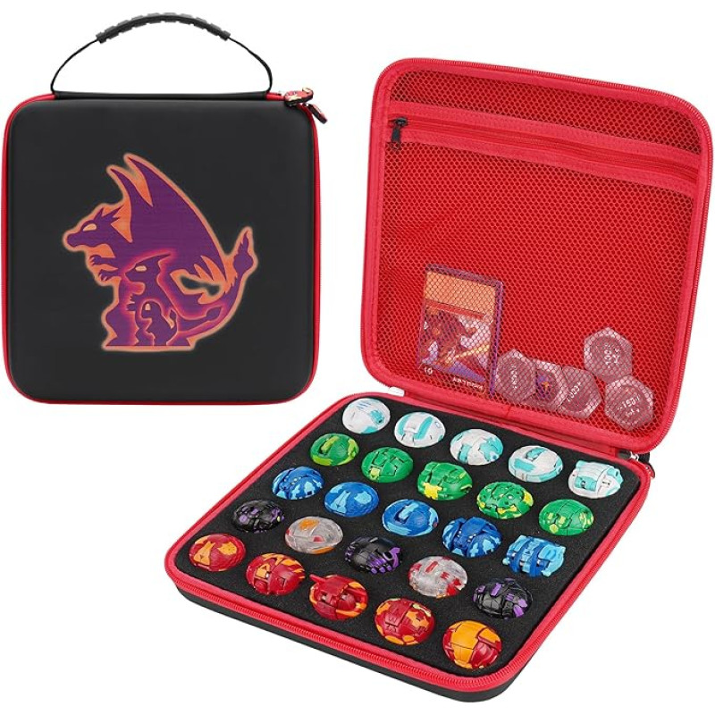 MADCAT Toy Organiser, Storage Box, Compatible with 25 Bakugan Battle Planet and BakuCores, Armored Alliance, Geogan Rising, red, L, Fashionable