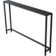 Black Slim Sofa Table - Rectangular Console for Small Spaces, Ideal as a Bedside Table or Behind the Couch, Stylish Interior Solution