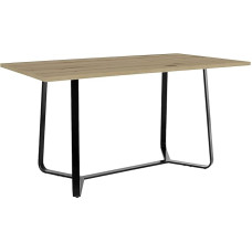 byLIVING Talea Dining Room Table Modern Kitchen Table in Artisan Oak Look Light Brown 140 cm / Skid Frame Metal Black Powder Coated / Large Dining Table W 140 x H 76 x D 90 cm