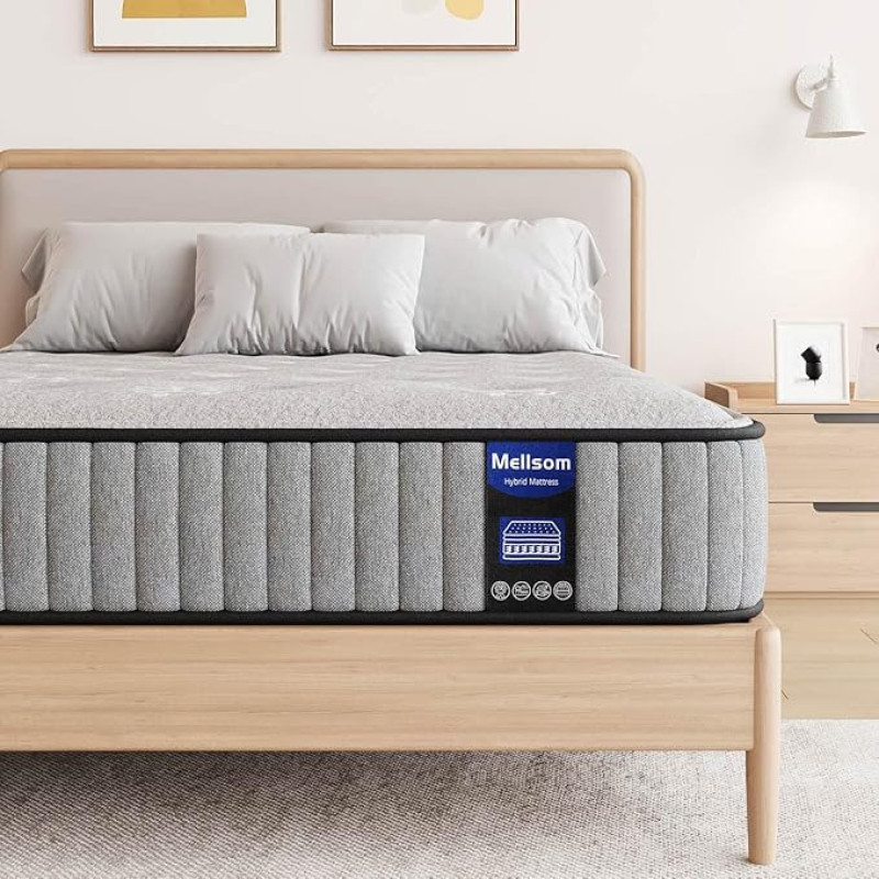 Mellsom King Size Mattress 150 x 200 x 20 cm Gel Memory Foam 7 Zone Pocket Spring Mattress 8 Inch Orthopaedic Medium Firm Mattresses for Pressure Relief, Motion Isolation, 150 x 200 x