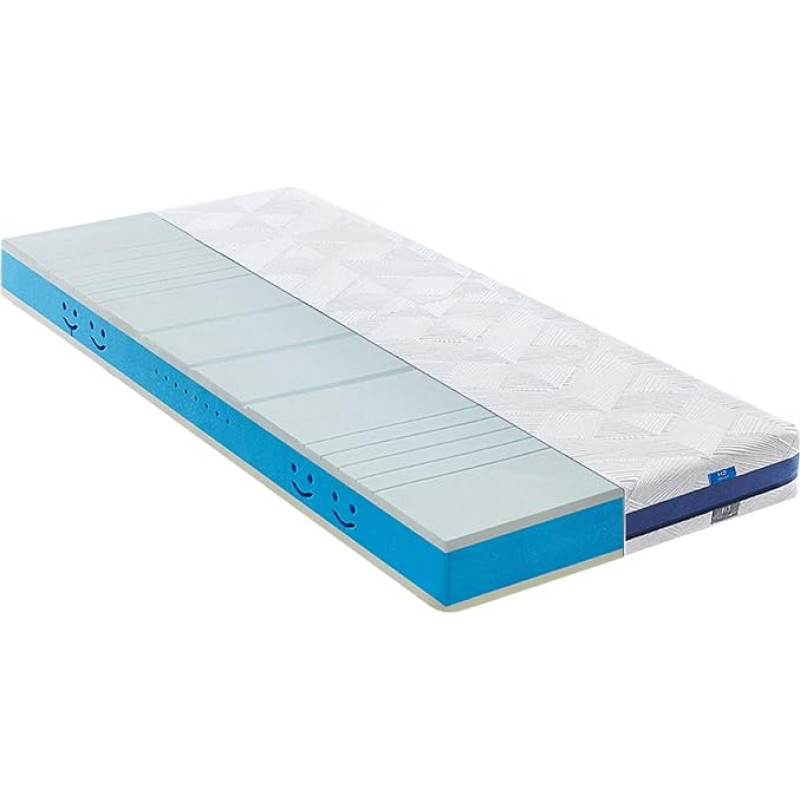Coolux Sleep Mattress 90 x 200 cm, Height 18 cm Orthopaedic 7-Zone Cold Foam Mattress, 2-in-1 Lying Hardness Medium/Firm Hardness H2 & H3, Oeko-Tex Certified Ergonomic Rolled Mattress