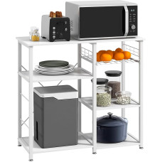 sogesfurniture 3-Tier Kitchen Baker's Rack, Microwave Stand with Storage, All-Purpose Shelf, Organiser, Drawer Storage Trolley, Kitchen Workplace Rack, White
