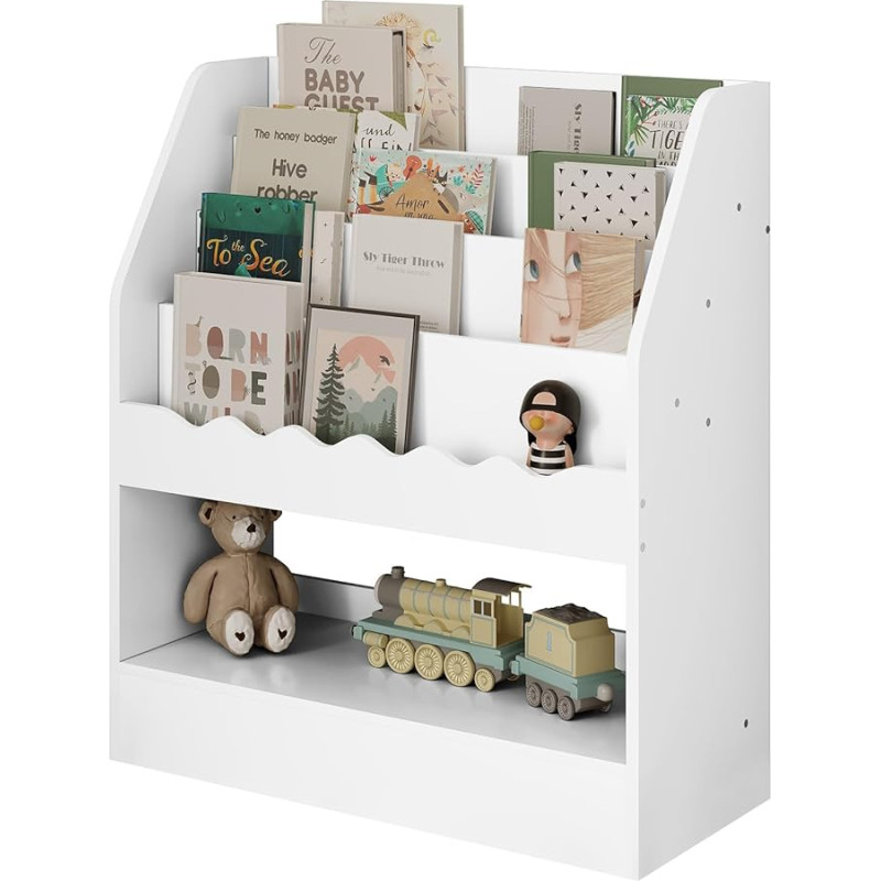 WOLTU Children's Bookcase, White Shelf, Children's Room, with 5 Compartments, Toy Shelf, Montessori Storage Shelf, Children's Furniture for Nursery Playroom, 70 x 80 x 30 cm