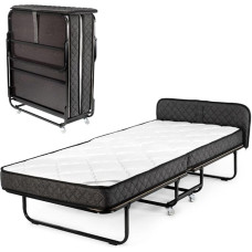 Edward Ritz pocket Roll Away, Medium. Fabric Ottoman Delivery Bed 90 x 200 cm – 15 cm thick top, Four Bright Wheels