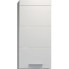 trendteam smart living - Devon - Chest of Drawers - White High Gloss - Hanging Base Cabinet with 1 Door (Adjustable Right or Left) and 1 Shelf - (W x H x D) 35 x 75 x 16 cm - with Silver-Coloured