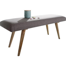 Wohnling Fabric/Solid Wood Bench Grey 117 x 51 x 38 cm in Retro Style, 2-Seater Upholstered Bench Hallway, Padded Fabric Bench Dining Room, Brown, Small Bed Bench, Cotton, Hallway Bench, Hallway